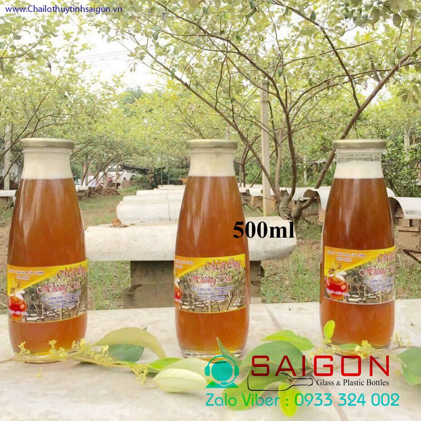 Chai Thủy Tinh Tròn 500ml Nắp thiết