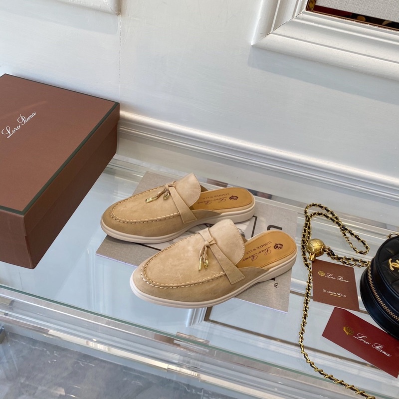 Giày sục nữ da lộn thương hiệu Loro Piana da thật cao cấp