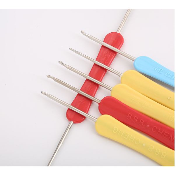 Kim móc len 2 đầu cán nhựa, set kim móc len đủ size từ 2mm-10mm
