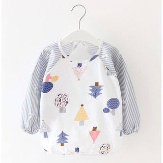 Yếm áo 2 lớp có tay  cotton & eva chống thấm size 3 - 36 tháng