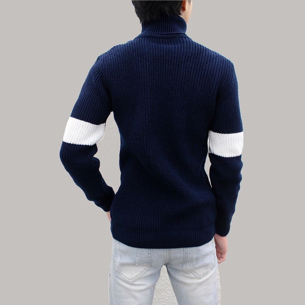 Áo len nam cổ lọ KING Áo len phối tay siêu đẹp T07