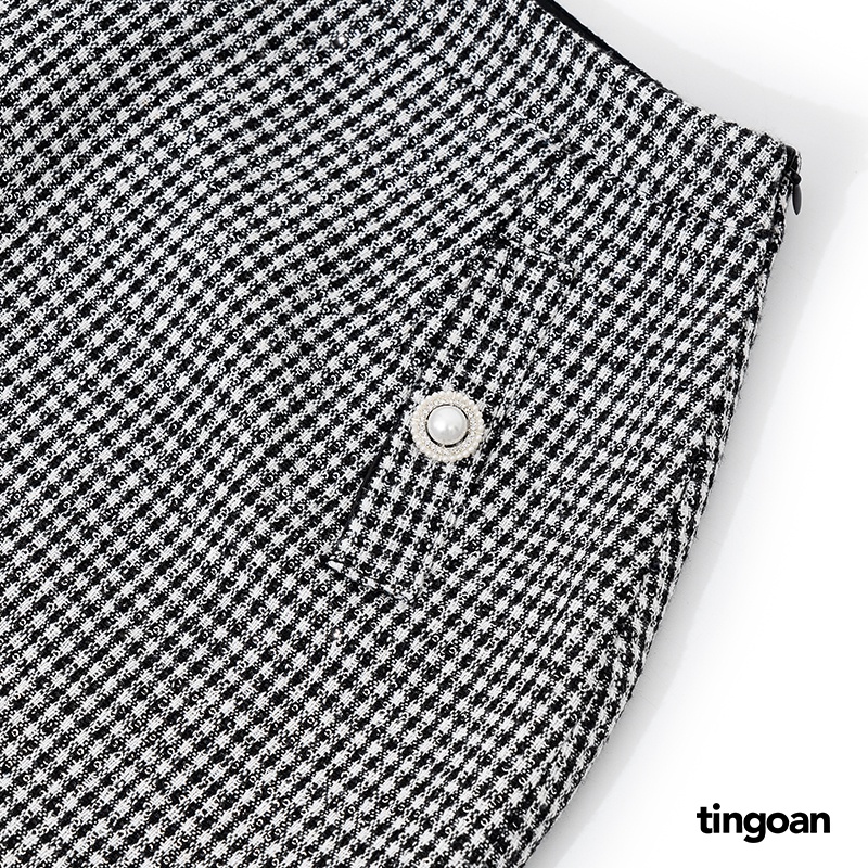TINGOAN® - Chân váy tweed cạp lưng cao lấp lánh tingoan YOU’RE THE BESTIE SKIRT (có quần trong)