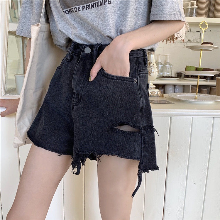 Quần Short Denim Lưng Cao Ống Rộng Thời Trang Mùa Hè Cho Nữ
