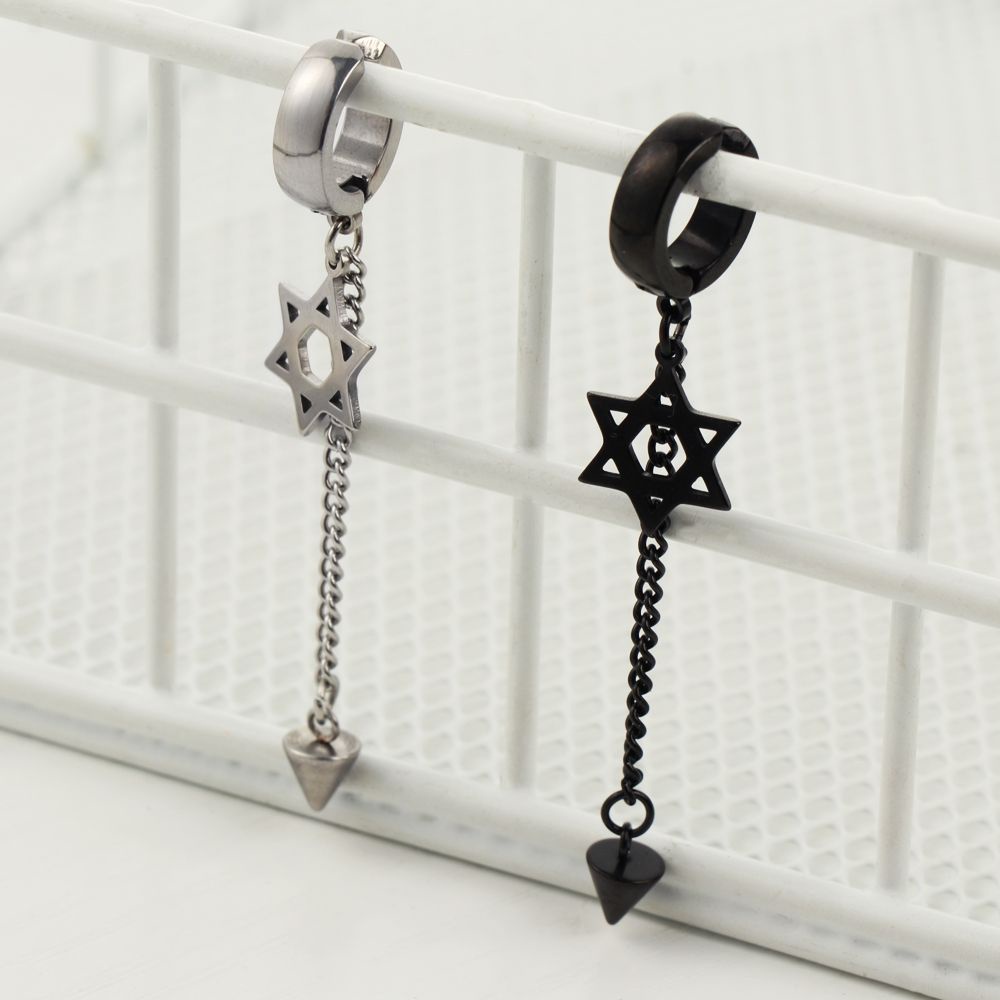 Bông Tai Dạng Chuỗi Dài Hình Sao/Chữ Thập/ Thánh Giá Phong Cách Hip Hop Thời Trang Cho Nam Và Nữ