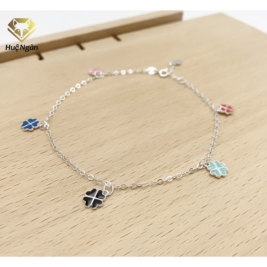 Lắc chân bạc Ý 925 Huệ Ngân - Cỏ Bốn Lá May Mắn JL026
