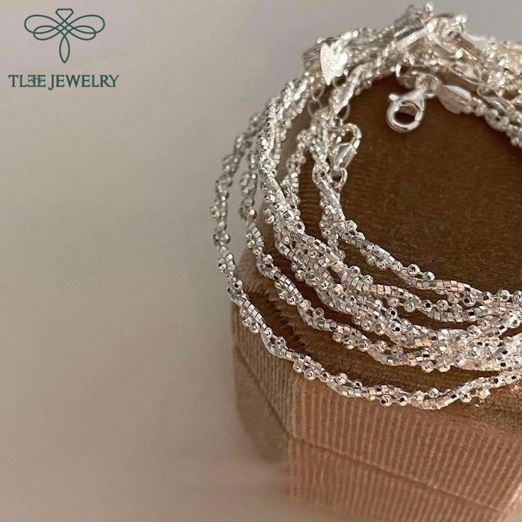 Lắc tay bạc nữ TLEE mẫu xoắn bi kiềng mềm nữ tính TleeJewelry LT0141