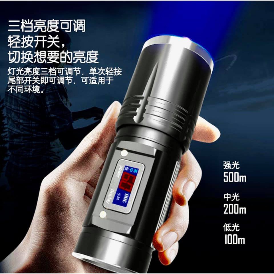 Đèn pin câu đêm  - đèn câu cá 4 chế độ