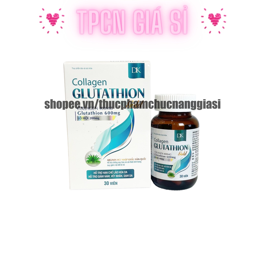 Viên uống đẹp da COLLAGEN GLUTATHION GOLD hỗ trợ làm đẹp, trắng sáng da, bô sung nội tiết tố nữ - Hộp 30 viên