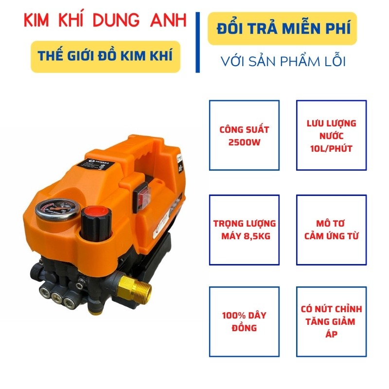 Máy rửa xe mini TANAKA 2500W máy rửa xe bảo hành 12 tháng tặng kèm dụng cụ lau đeo tay - Kim Khí Dung Anh