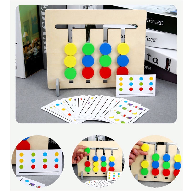 Bộ đồ chơi ghép hình trái cây hai mặt nhiều màu sắc cho bé