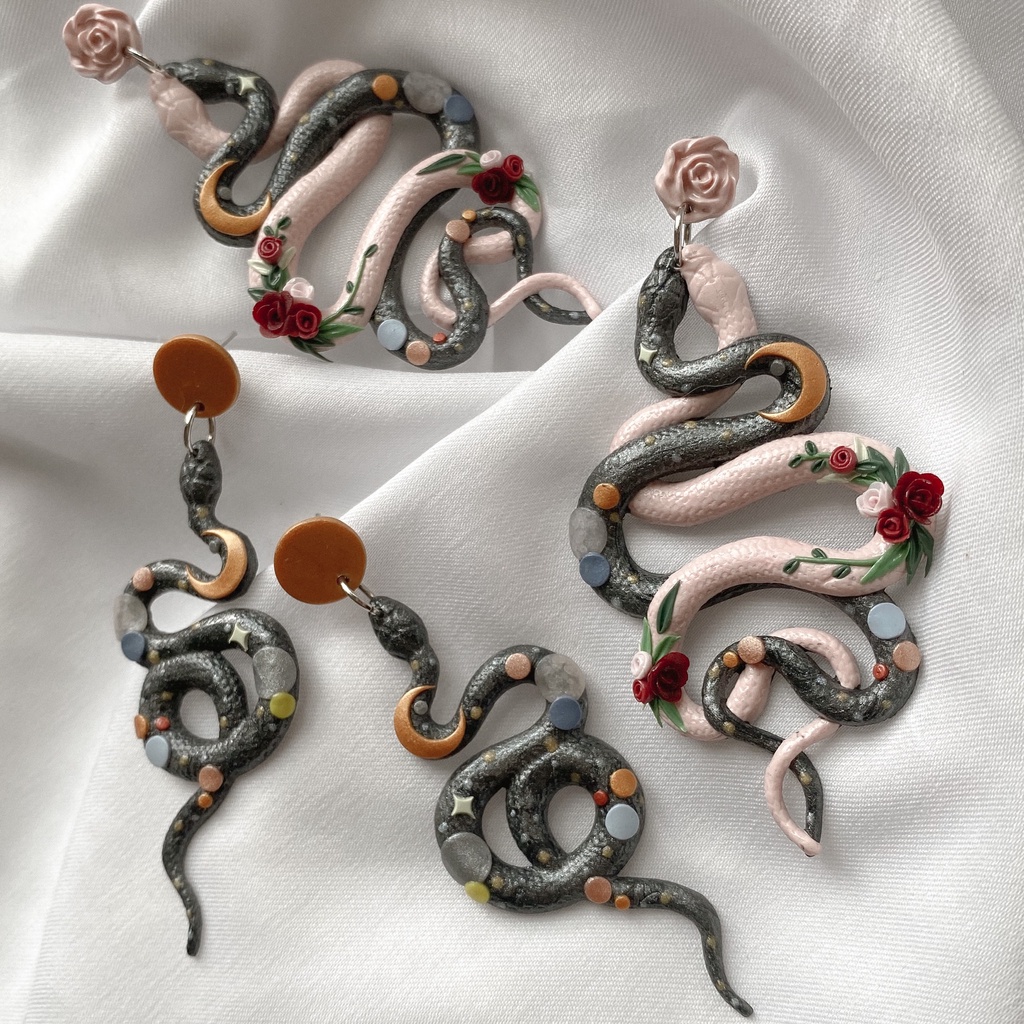Khuyên tai đất sét nung Polymer Clay (Snake)
