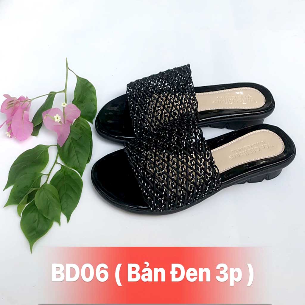 Dép lưới mềm màu đen 3 phân thời trang nữ trung niên cho các quý bà các mẹ cực đẹp