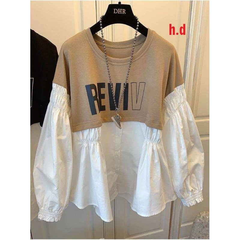áo thun babydoll reviv phối sơ mi