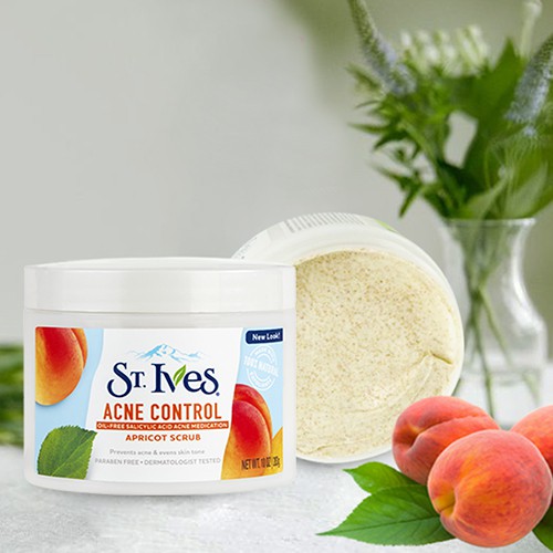 Tẩy Tế Bào Chết Mặt Và Body St.Ives Acne Control Apricot Scrub 283gr