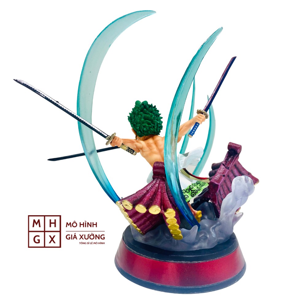 Mô hình One Piece Zoro cởi trần wano trên mái cao 14cm , trạng thái chiến đấu , figure mô hình one piece giá xưởng