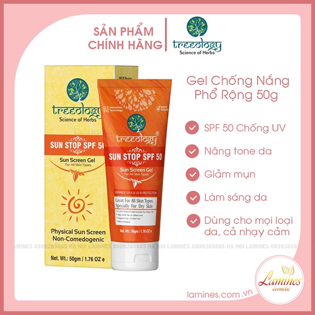 Kem Chống Nắng Treeology Phổ Rộng SPF50 Dùng Cho Mọi Loại Da, Đặc Biệt Da Khô - Treeology Sun Stop SPF 50