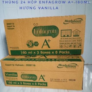 💖[Hsd 10/2020] Thùng 24 Hộp Sữa Enfagrow A+ 180ml Hương Vanilla