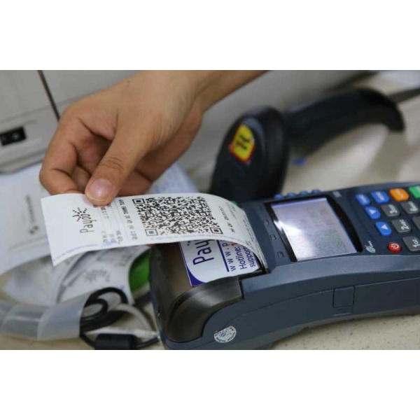 Cuộn giấy in bill K57x38mm, giấy in nhiệt hoá đơn cho máy quẹt thẻ ngân hàng, máy pos, máy in bluetooth cầm tay khổ 57mm
