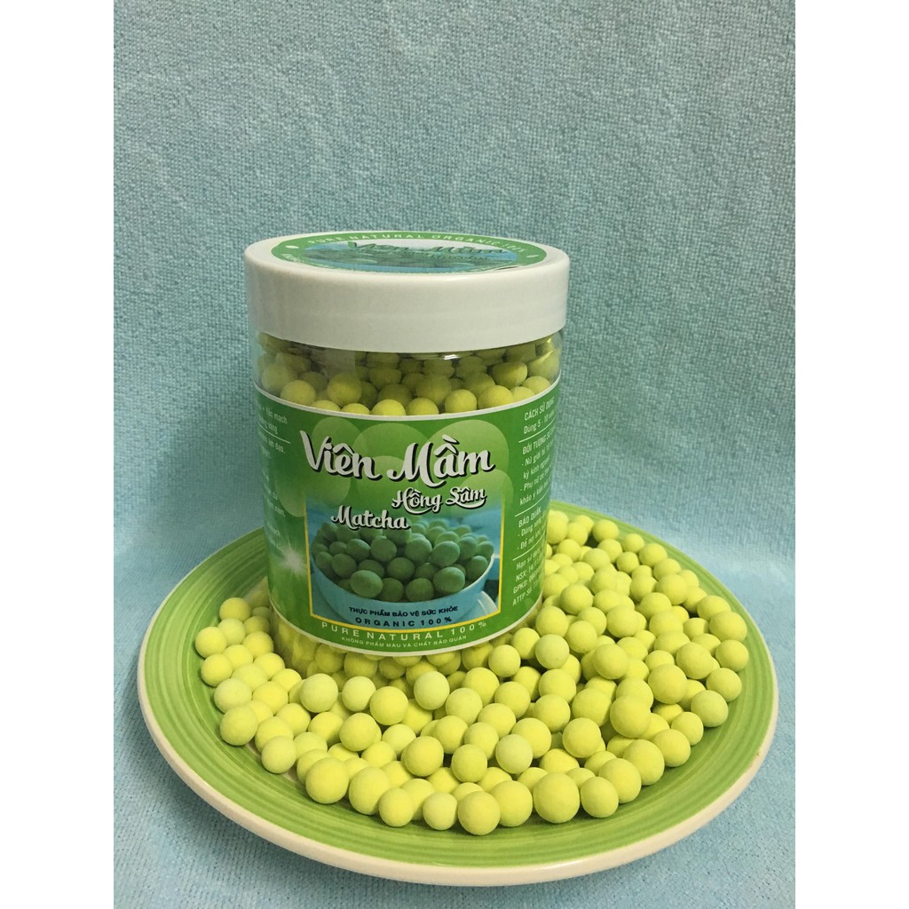 [Mã COSHOT28 hoàn 8% xu đơn 250K] Viên mầm hồng sâm matcha ( có mã check, hũ 500g )