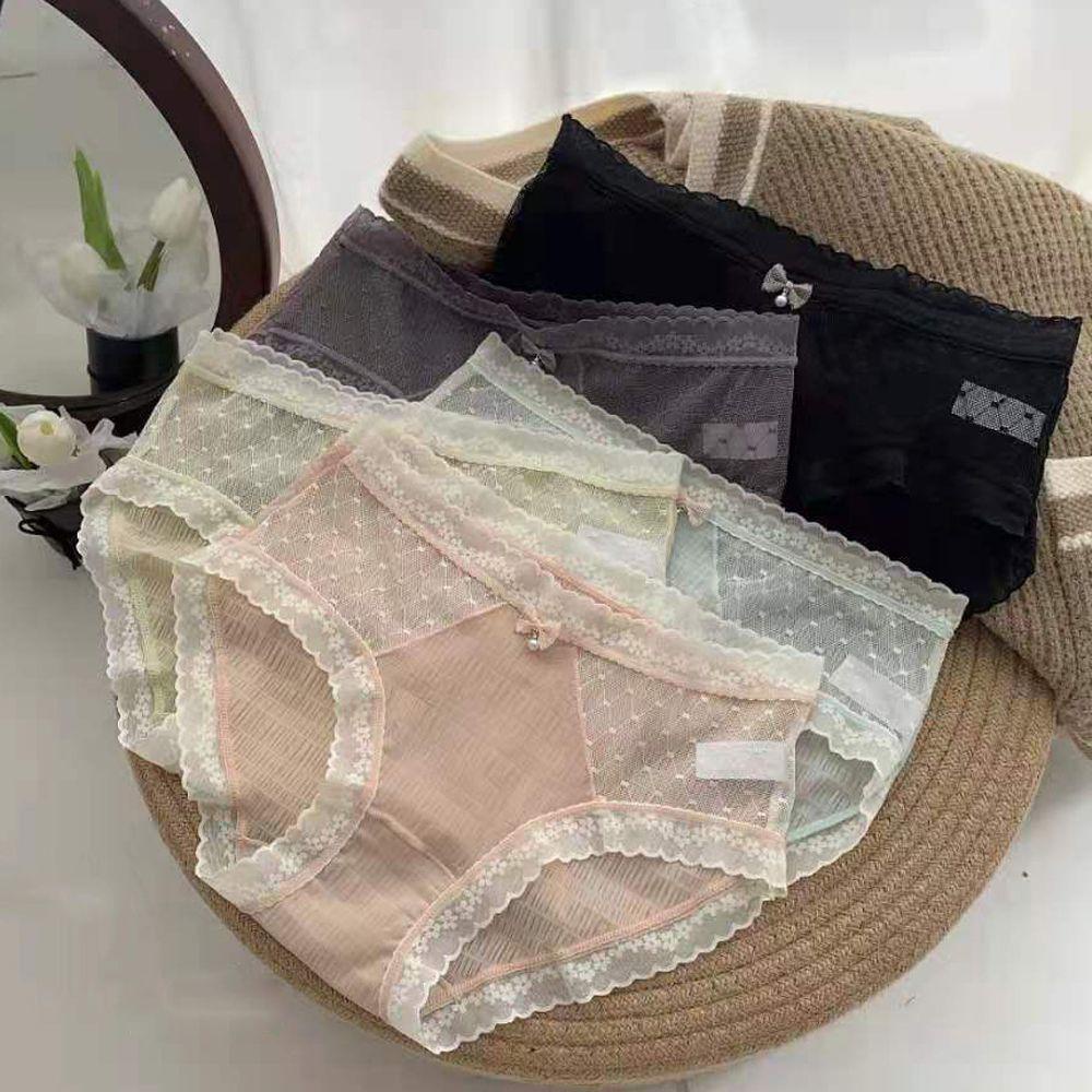 Quần Lót Lưng Vừa Thoáng Khí Màu Sắc Ngọt Ngào Phong Cách Nhật Bản Cho Nữ