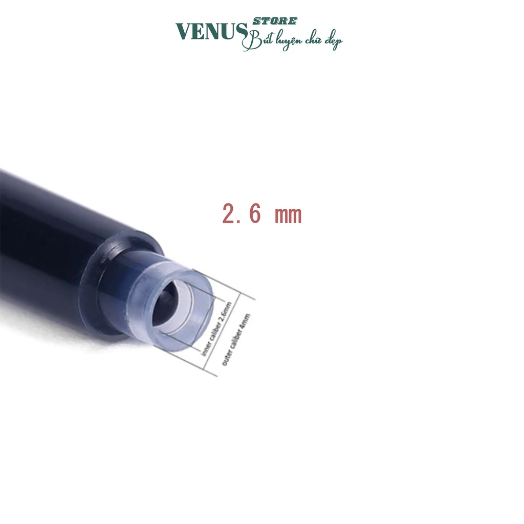 Vỉ mực ống cỡ 2,6mm-3.4mm 10 ốngsd cho bút máy, bút mài,bút luyện chữ đẹp,bút mài thầy ánh