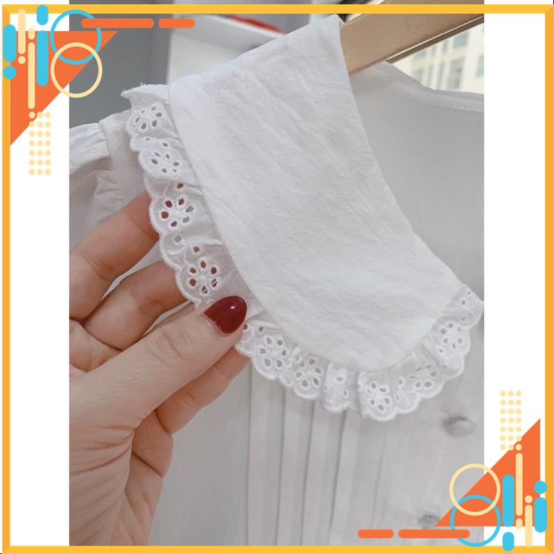 Sơ mi trắng cộc tay cổ sen thêu sơ mi tiểu thư tay ngắn MSP28560 | BigBuy360 - bigbuy360.vn