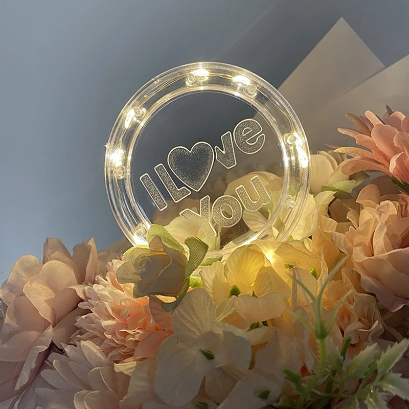 Đèn LED Neon hình tròn I Love You ánh sáng ban đêm trang trí bánh kem sinh nhật