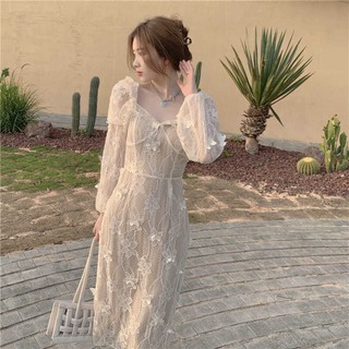 Đầm Nữ Tay Dài Cổ Chữ V Thời Trang Quyến Rũ