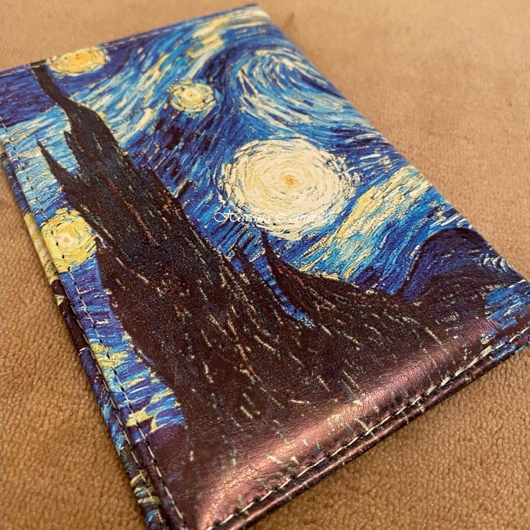 [VIDEO THẬT] Bao da bọc hộ chiếu, ví passport cover Starry Night Van Gogh