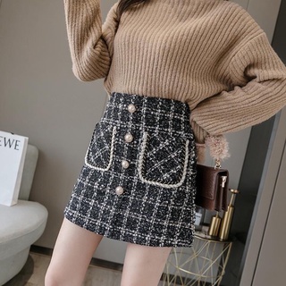 Chân váy Dạ kẻ có quần bên trong