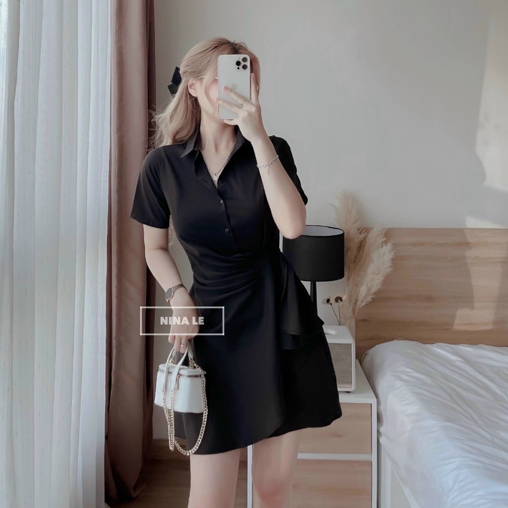 (Ưu Đãi FreeShip) Đầm sơ mi nữ dáng xòe,đầm thiết kế xoắn eo cực sang,chất đủi cao cấp mềm mát,from dễ mặc