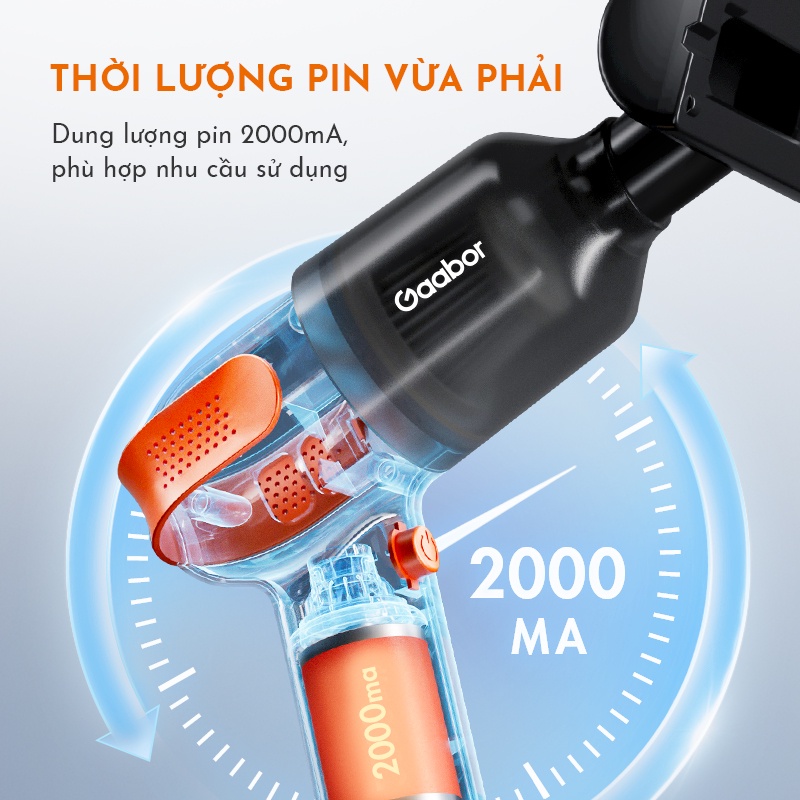 áy hút bụi không dây cầm tay GAABOR GVCC-M1A1 lực hút mạnh bền bỉ - Hàng chính hãng