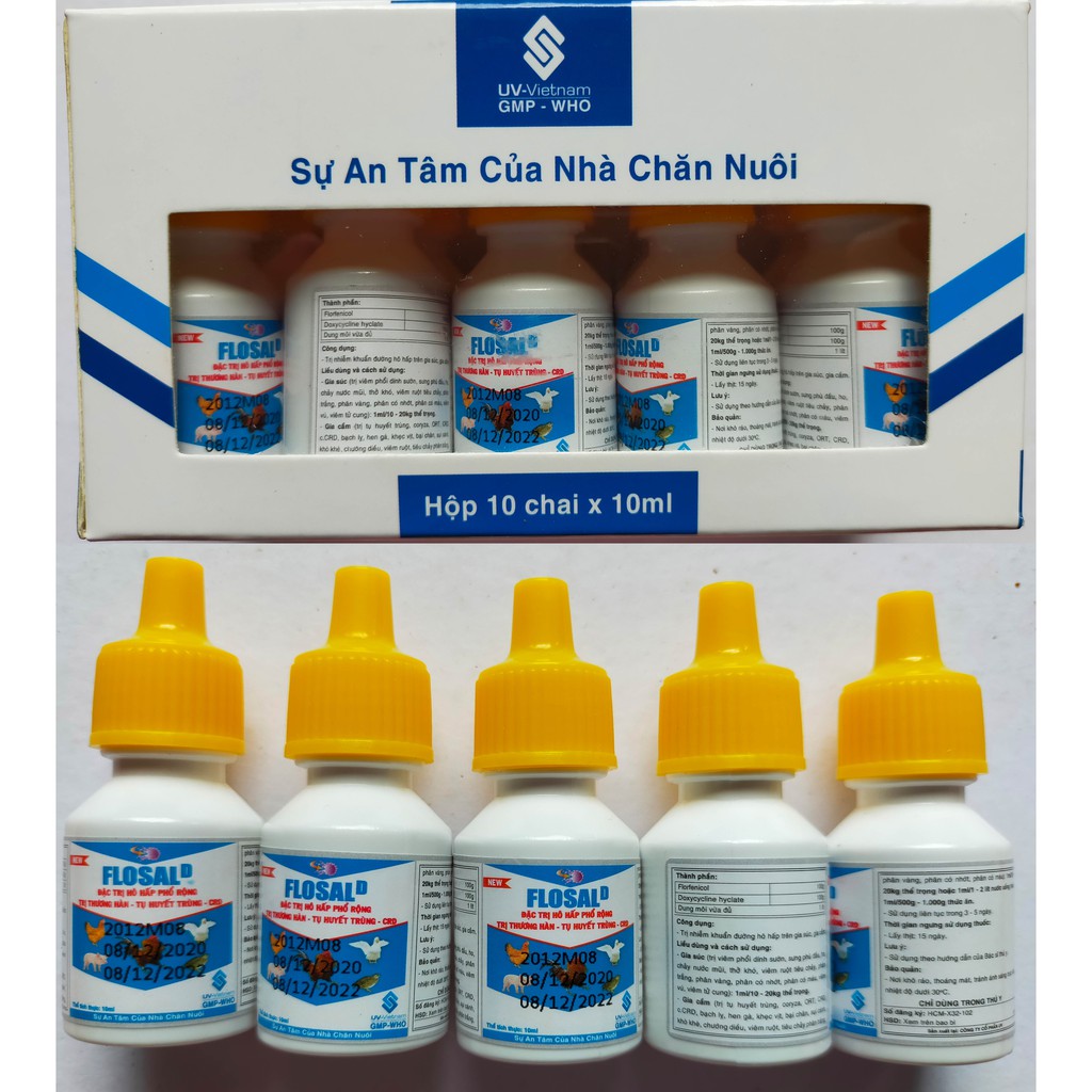 1 hộp 10 lọ Flosal D 10ml Hàng việt nam chất lượng tốt dùng cho gia cầm, gà chọi, chim cảnh