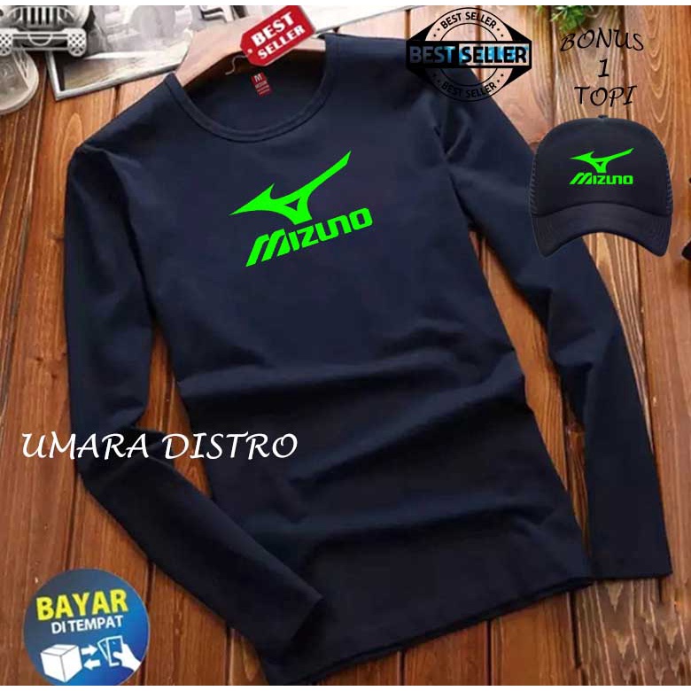 Mũ tự do...!!! Mizuno Áo Sơ Mi Tay Dài Màu Neon In Chữ Cao Cấp Thời Trang Cho Nam Và Nữ