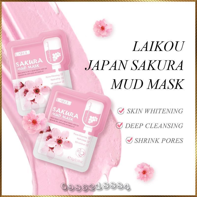 Mặt nạ bùn chiết xuất Hoa Anh Đào LAIKOU Sakura Mud Mask kiềm dầu giúp làm sạch sâu LSM9
