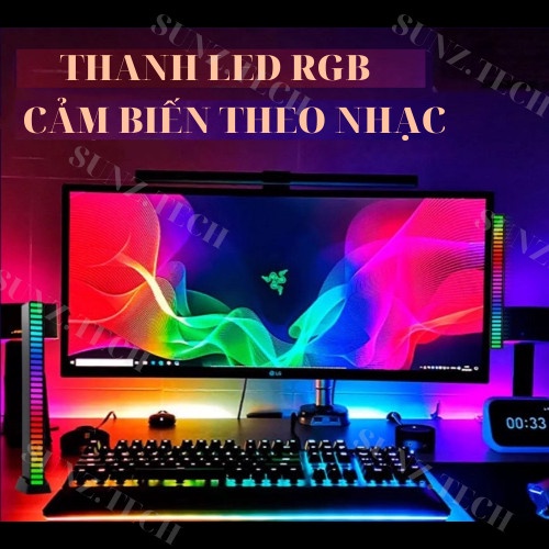 Thanh đèn LED RGB, 16 triệu màu dùng  APP điện thoại nháy theo nhạc, đèn trang trí, decor phòng cảm biến âm thanh hót