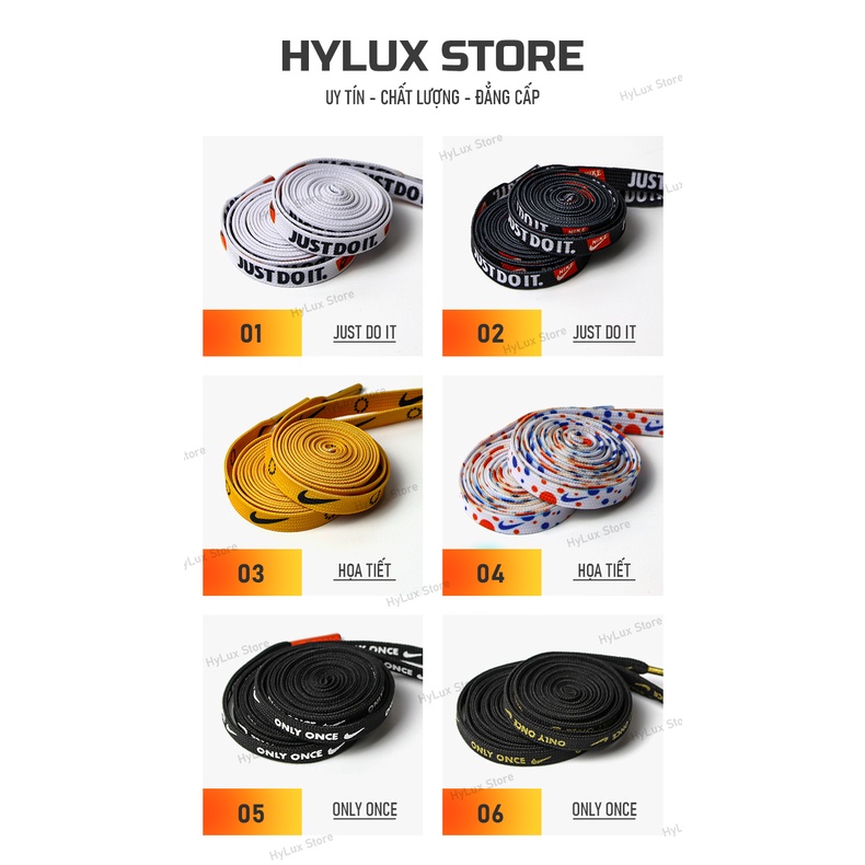 [10 mẫu] Dây giày họa tiết chữ Just Do It cao cấp - Dây giày thể thao