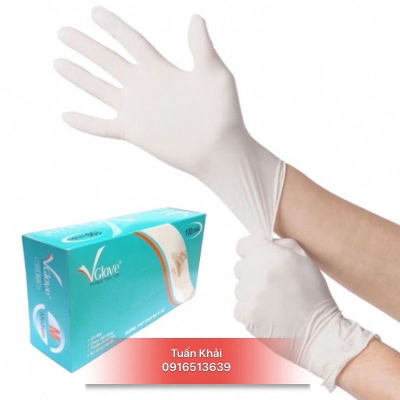 Găng tay y tế có bột Vglove Khải Hoàn (Lẻ 20 chiếc )