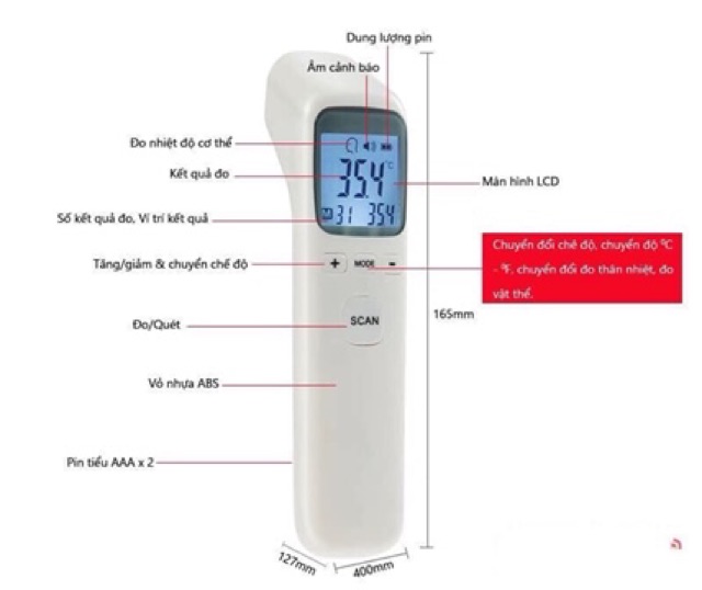 [SIÊU TIỆN LỢI] Nhiệt kế hồng ngoại đo trán đo tai Infrared Thermometer CK-T1502