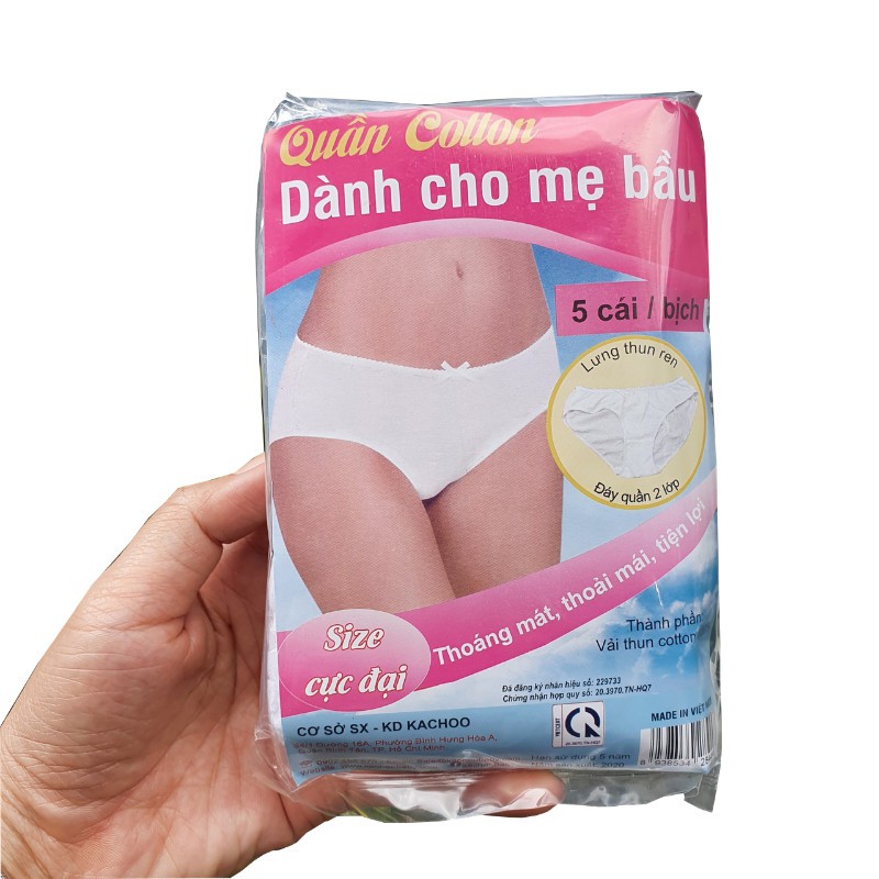 Set 5 Cái Quần lót bầu Cotton mặc một lần, tái sử dụng được, Quần lót mẹ bầu tiện lợi từ 70 -  80kg