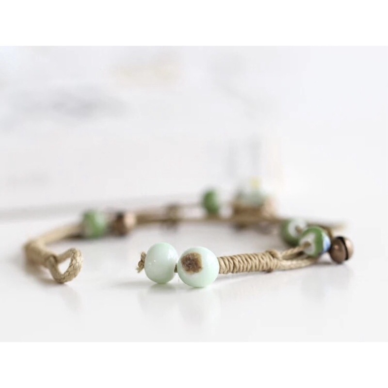 Vòng gốm handmade hoa dài  màu vàng xinh xắn