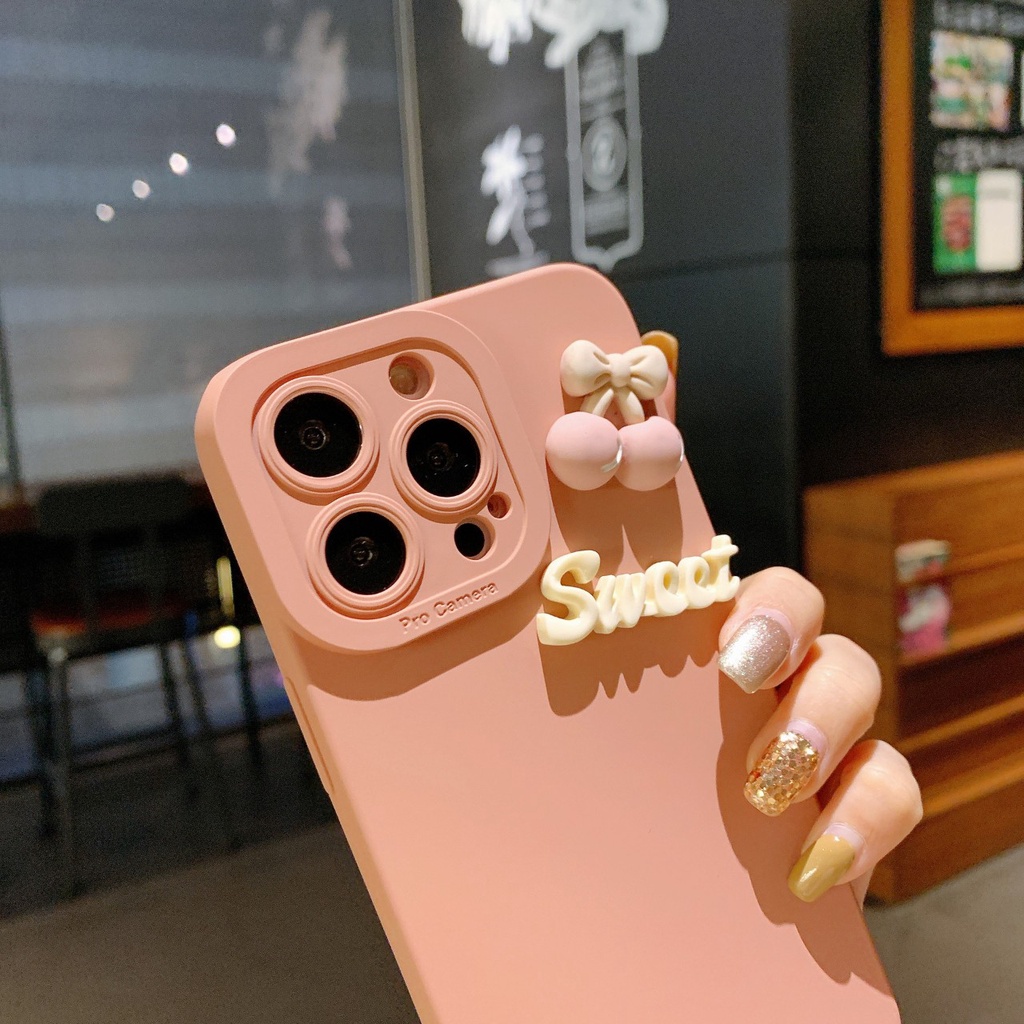 Ốp điện thoại hình nổi Iphone cherry+chữ Sweet IP 6 6plus 6s 6splus 7 7plus 8 8plus x xs xsmax 11/12/13 pro max