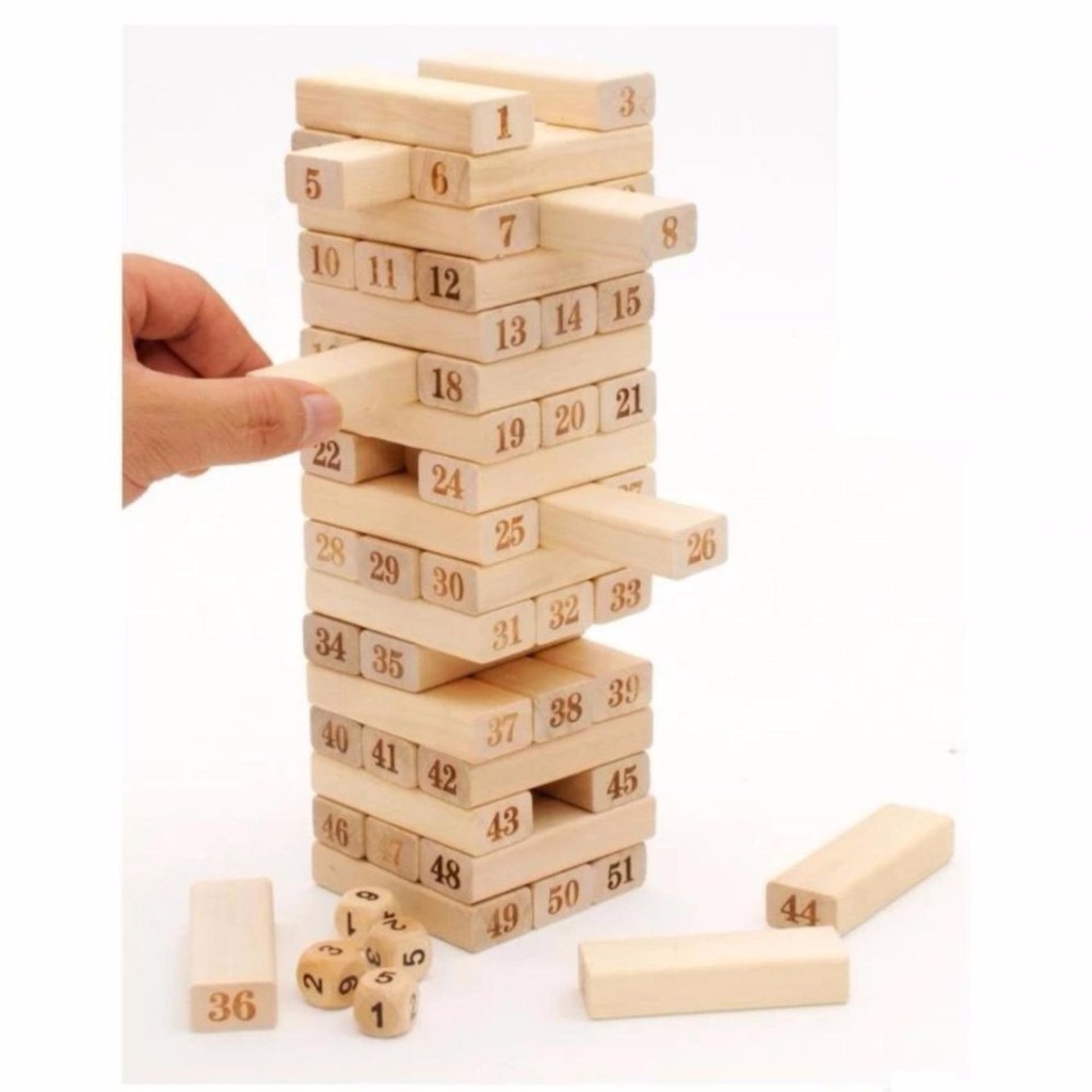 Bộ Trò Chơi Rút Gỗ 54 Thanh Wiss Toy Kèm Xúc Xắc , Bộ đồ chơi rút gỗ 54 thanh mini 0079843 Tổng Kho Sỉ Gia Dụng