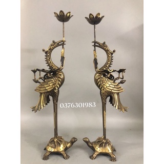 Đôi hạc thờ bằng đồng nguyên chất cao 52cm