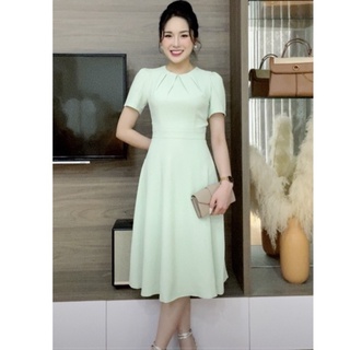 Váy xòe trơn cổ tròn xếp ly ZYM'S HOUSE K1380