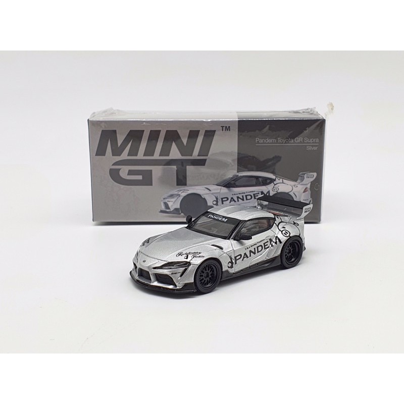 Xe Mô Hình Pandem Toyota GR Supra V1.0 Silver LHD 1:64 MiniGT (Xám)