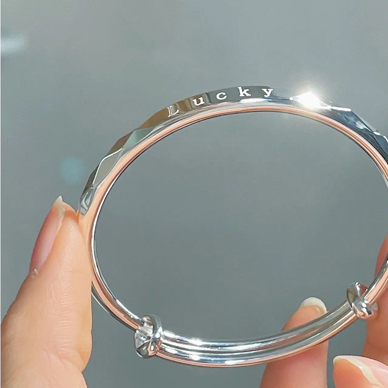 Vòng đeo tay may mắn sáng bóng có thể điều chỉnh sang trọng của Hàn Quốc dành cho phụ nữ