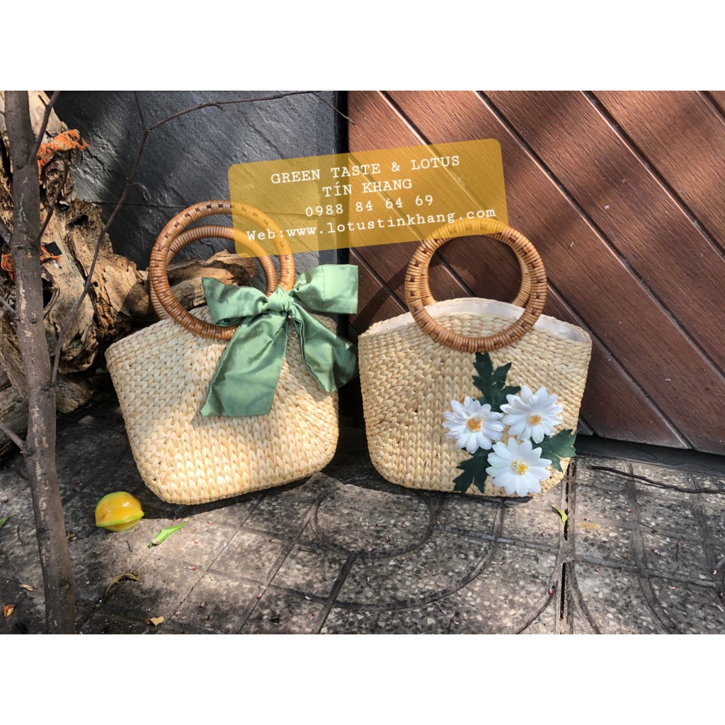 Túi Cói, Túi Cói Đi Biển Vintage, Giỏ Lục Bình, Giỏ Mây Tre đan, Túi Tre Bán Nguyệt-Thủ Công Mỹ Nghệ Cao Cấp