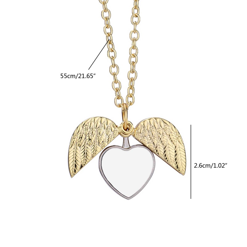 Mặt Vòng cổ Hình Đôi Cánh Trái Tim Chuyển Nhiệt DIY