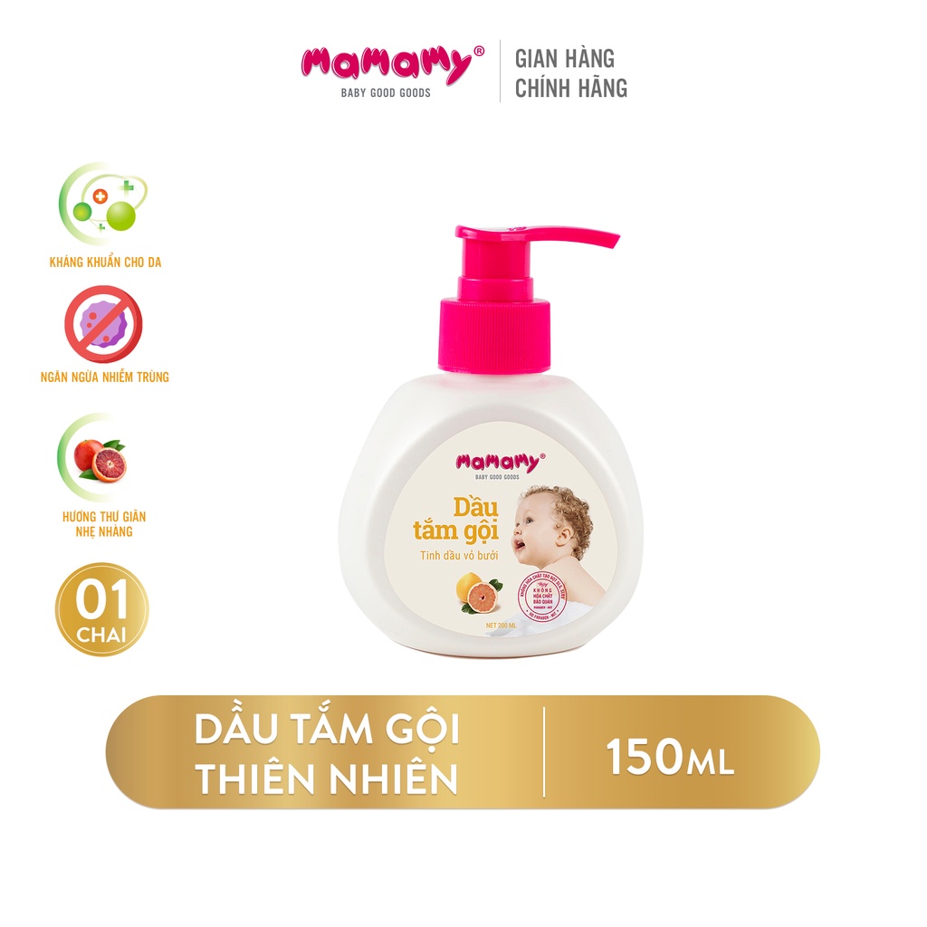 [Quà tặng] Dầu tắm gội Mamamy 150ml tinh dầu vỏ bưởi